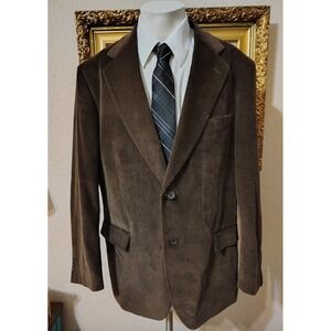 Hunt Valley Mens Brown Corduroy Blazer Sport Coat Jacket 44L 2 Button Classic